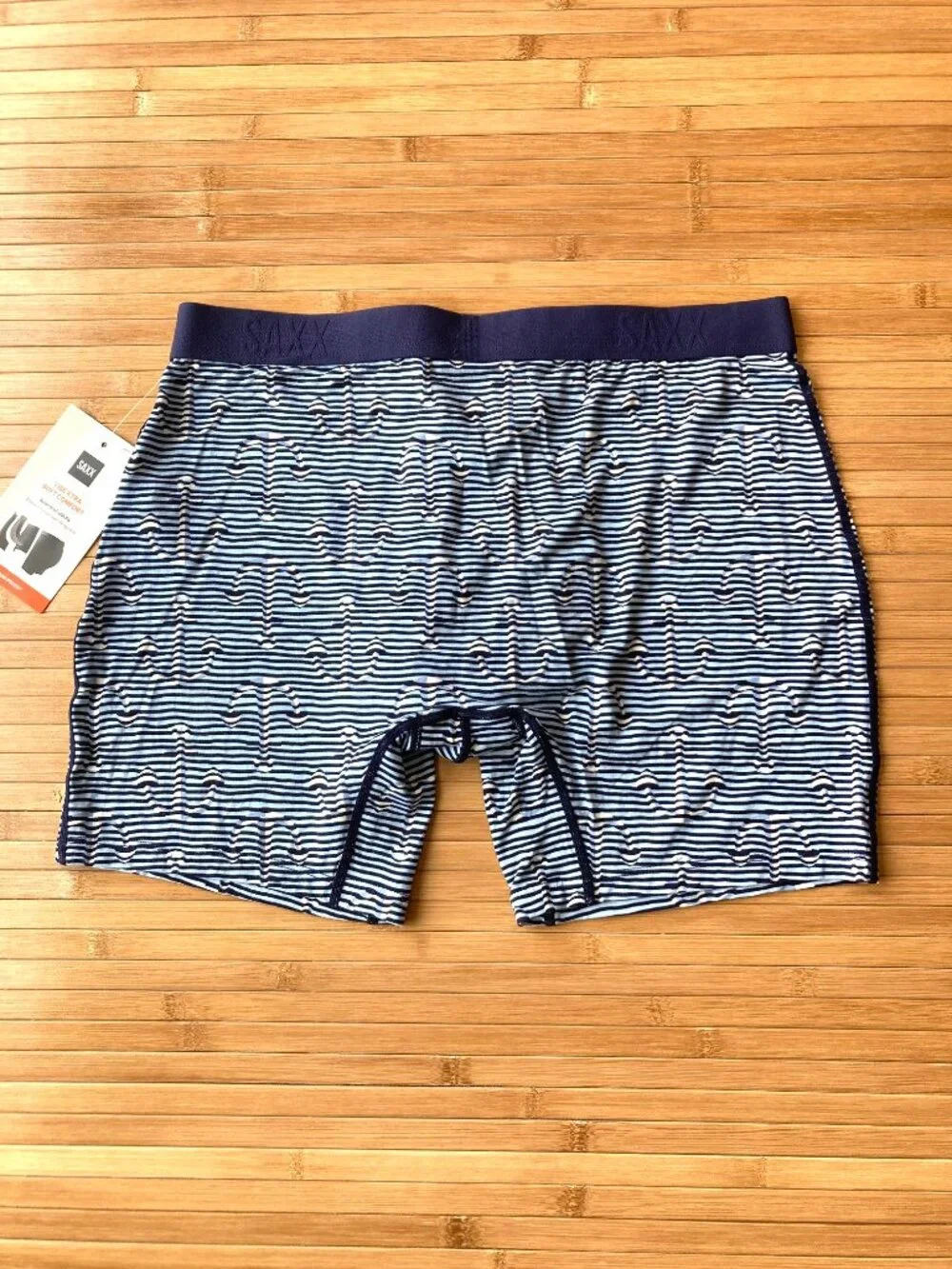 SAXX Vibe Xtra Soft Comfort Boxer Brief Mens Large L Anchor Stripe Blue NWT